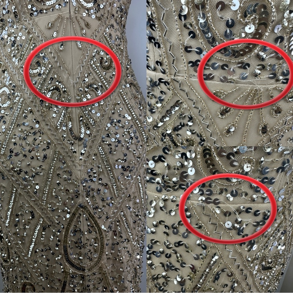 NWT Aidan Mattox Sequin Embellished V-Neck Flutter Hem Midi Dress *Altered* - Picture 15 of 16
